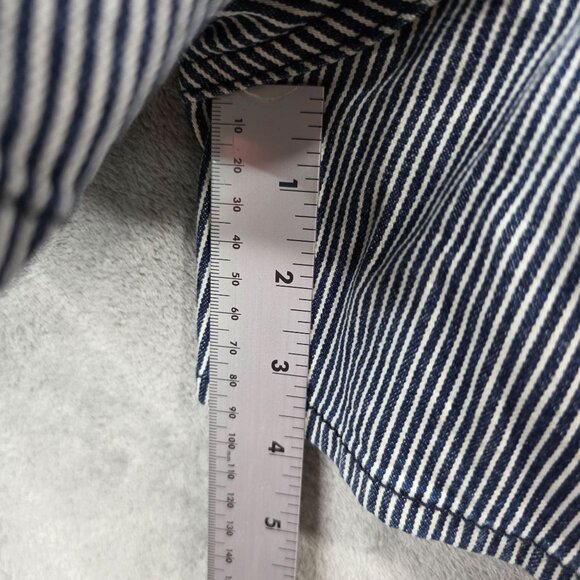 Womens Blue & White Striped Romper Button Up Belted Waist 100% Cotton Size 17 - Picture 10 of 12